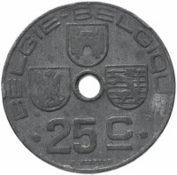 Купить Бельгия 25 сантимов (centimes) 1943