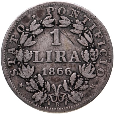 купить Папская область 1 лира (lira) 1866 Надпись "PIVS·IX·PON·" на аверсе