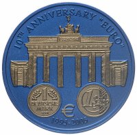 Купить Либерия 5 долларов 2005 "10 лет введению евро - Германия" ниобий