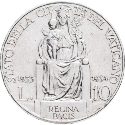 купить Ватикан 10 лир (lire) 1933-1934 двойная дата