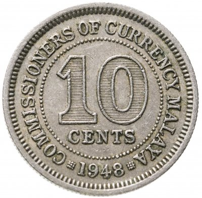 купить Малайя 10 центов (cents) 1948 Георг VI
