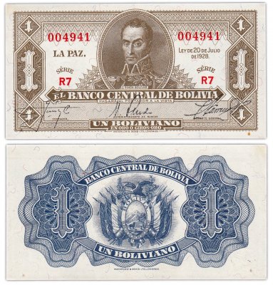 купить Боливия 1 боливиано 1928 (Pick 128a(7))