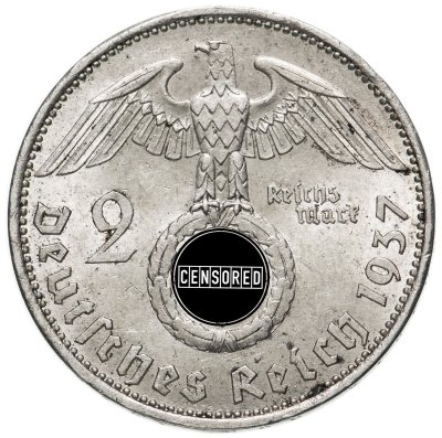 купить Германия, Третий Рейх 2 рейхсмарки (reichsmark) 1937 знак монетного двора "А" - Берлин