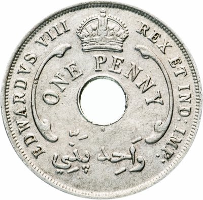 купить Британская Западная Африка 1 пенни (penny) 1936 Эдуард VIII, отметка монетного двора: "H" - Хитон, Бирмингем