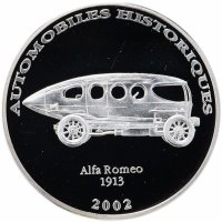 Купить Демократическая Республика Конго 10 франков 2002 "Автомобили истории - Alfa romeo 1913" в капсуле