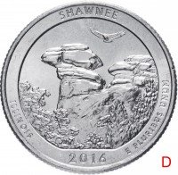 Купить США 1/4 доллара (25 центов, квотер) 2016 D — "Национальный лес Шоуни" (31-й парк)