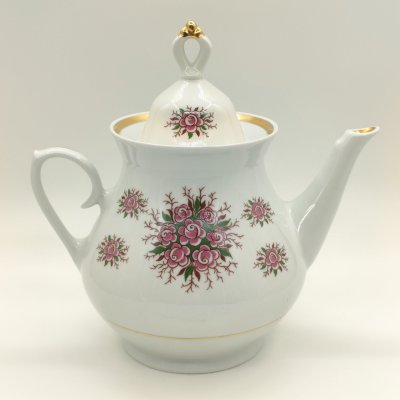 купить Чайник доливной с цветочным декором, фарфор, деколь, золочение, Минский фарфорово-фаянсовый завод, СССР, 1968-1983 гг.