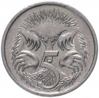 Купить Австралия 5 центов (cents) 1987-1996 королева средних лет
