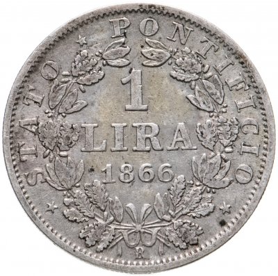 купить Папская область 1 лира (lira) 1866 Надпись "PIVS IX PONT." на аверсе