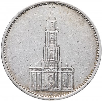 купить Германия (Третий рейх) 5 рейхсмарок (reichsmark) 1934 F "Гарнизонная церковь в Потсдаме", без даты на реверсе
