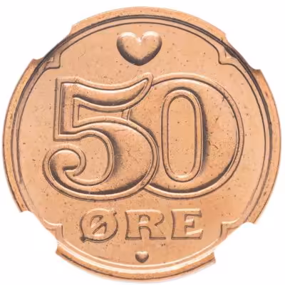 купить Дания 50 эре 2008 в слабе DNC MS68