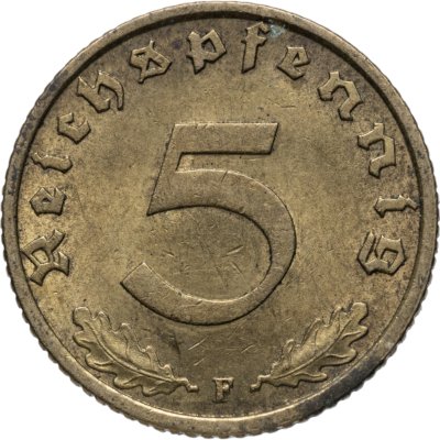 купить Германия (Третий Рейх) 5 рейхспфеннигов 1939 "F"