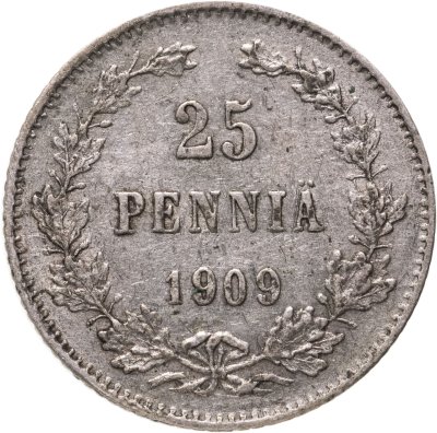 купить 25 пенни 1909 L, монета для Финляндии