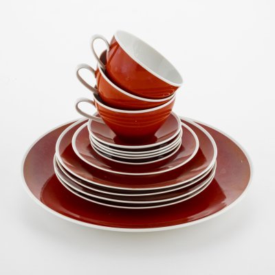 купить Набор посуды оранжевого цвета, фарфор, крытье, Lichte Porcelain Factory, Германия, 1958-1994 гг.