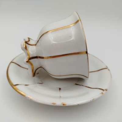 купить Чайная пара с линейным золотистым узором, фарфор, золочение, Западная Европа, 1880-1900 гг.