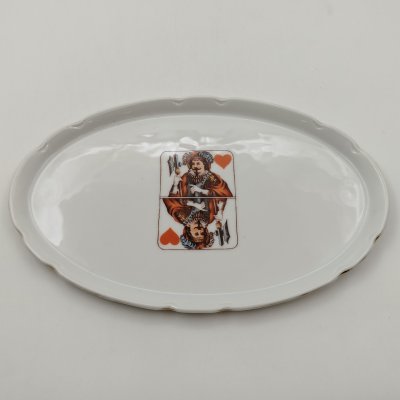 купить Блюдо (визитница) с изображением игральной карты (червовый валет), фарфор, деколь, золочение, Victoria, Чехословакия, 1920-1939 гг.