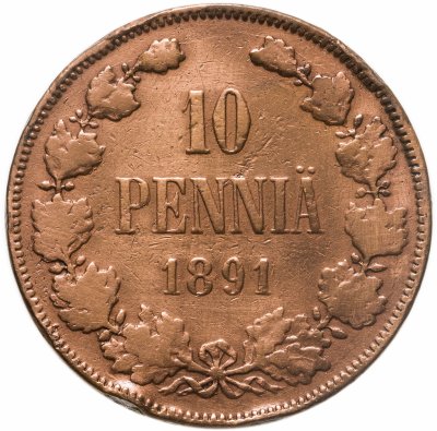 купить 10 пенни (pennia) 1891, монета для Финляндии