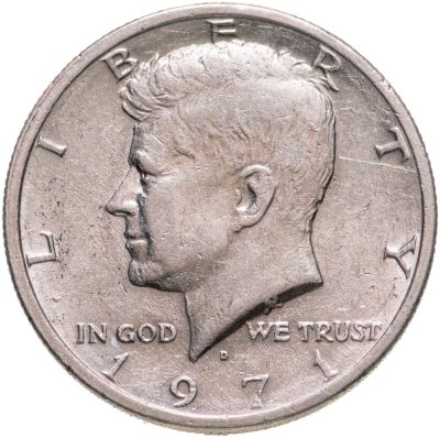 купить США 50 центов (1/2 доллара, half dollar) 1971 Kennedy Half Dollar (Кеннеди) знак монетного двора "D" - Денвер США