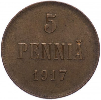 купить Для Финляндии 5 пенни 1917 с гербовым орлом без корон.