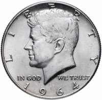 Купить США 1/2 доллара (half dollar, полдоллара, 50 центов) 1964 "Кеннеди" без знака монетного двора
