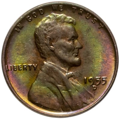 купить США 1 цент (cent) 1955 "Линкольн, пшеничный цент (Wheat Penny)" знак монетного двора "D" - Денвер