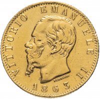 Купить Италия 20 лир 1863