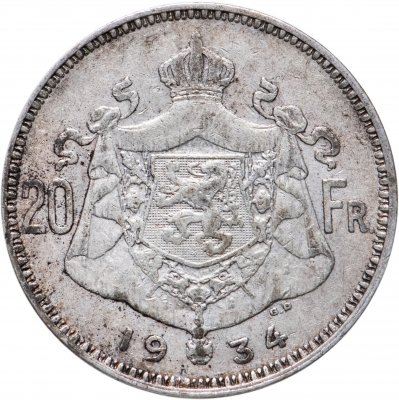 купить Бельгия 20 франков (francs) 1934 Надпись на голландском - 'ALBERT KONING DER BELGEN'