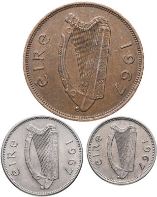 купить Ирландия набор монет 1, 3 и 6 пенсов 1967