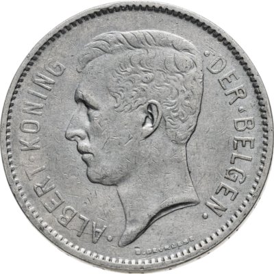 купить Бельгия 5 франков (francs) 1932 Надпись на голландском - 'ALBERT KONING DER BELGEN'