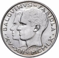 Купить Бельгия 50 франков 1960 "Свадьба короля Бодуэна и доны Фабиолы де Мора и Арагон"
