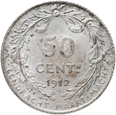 купить Бельгия 50 сантимов (centimes) 1912 Надпись на голландском - 'ALBERT KONING DER BELGEN'