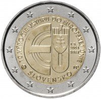 Купить Словакия 2 евро 2014 "10 лет вступления в Европейский Союз"