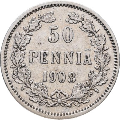 купить 50 пенни 1908 L, монета для Финляндии