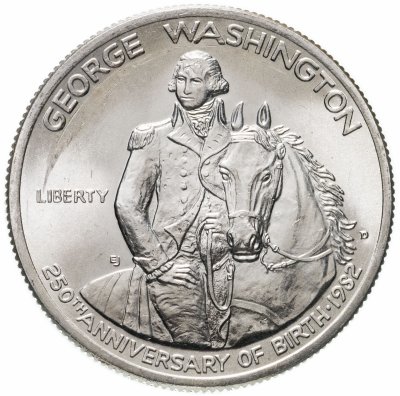 купить США 50 центов (1/2 доллара, half dollar) 1982 "250 лет со дня рождения Джорджа Вашингтона" Знак монетного двора "D" - Денвер