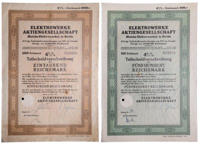 купить Облигации Западной Европы 1937г. ( С печатями), набор из 2 штук