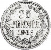Купить 25 пенни 1866 S
