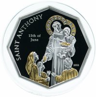 Купить острова Кука 2010 5 долларов "Святой Антоний", в футляре