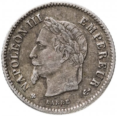 купить Франция 20 сантимов (centimes) 1867 BB знак монетного двора: "BB" - Страсбург