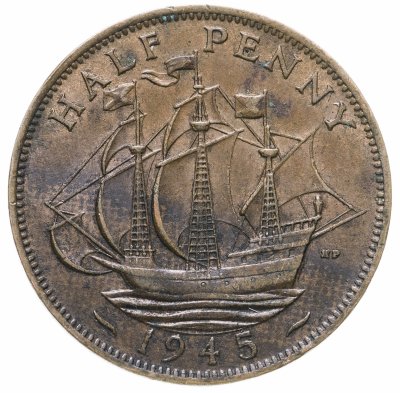 купить Великобритания 1/2 пенни (penny) 1945