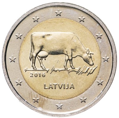 купить Латвия 2 евро 2016 "Корова"