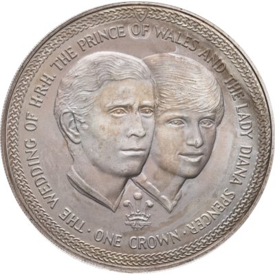 купить Остров Мэн 1 крона (crown) 1981 Свадьба Принца Чарльза и Леди Дианы /портреты/