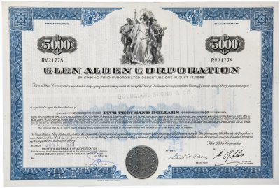 купить Акция США GLEN ALDEN CORPORATION , 1970 г.