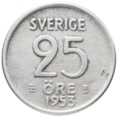 купить Швеция 25 эре (ore) 1953