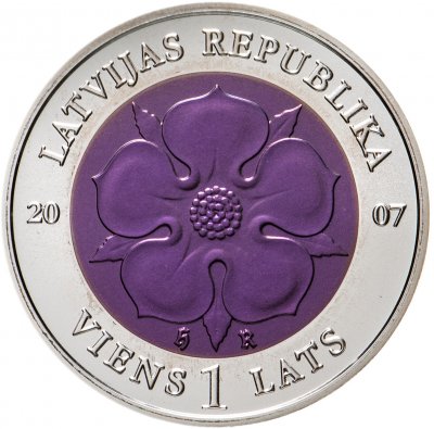 купить Латвия 1 лат (lats) 2007 UNC "Монета времени II " с вставкой из ниобия в футляре с сертификатом