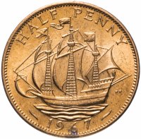Купить Великобритания 1/2 пенни (penny) 1967