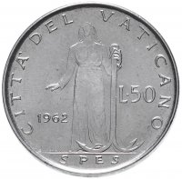 Купить Ватикан 50 лир (lire) 1959-1962
