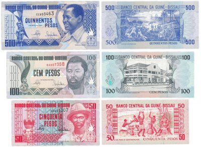 купить Гвинея-Биссау набор из 3 банкнот 50, 100, 500 песо 1990
