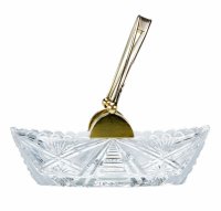 Купить Конфетница с ручкой, серебро 875 пробы с золочением, хрусталь, Московский ювелирный завод, г. Москва, СССР, 1965 г.