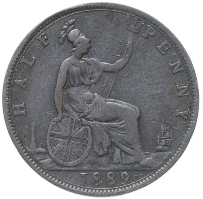 купить Великобритания 1/2 пенни (penny) 1889