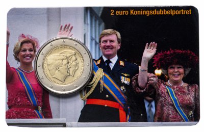 купить Нидерланды 2 евро 2014 "Король Виллем-Александр и принцесса Беатрикс" BU официальный блистер